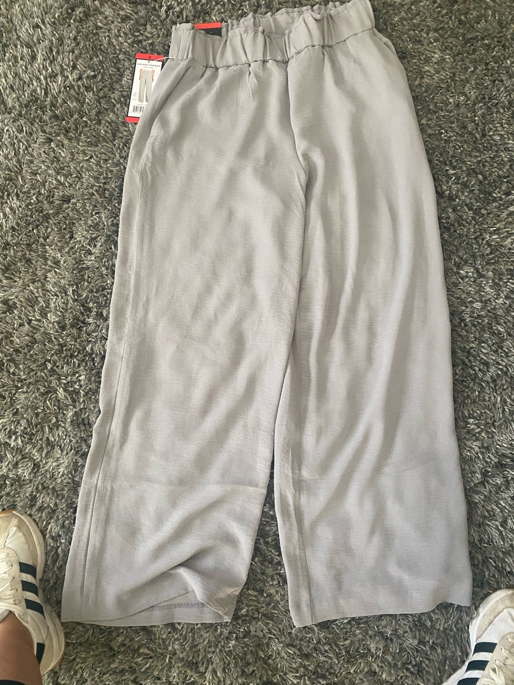 Hilary Radley Light Gray Elastic-Waist Jogger Pants